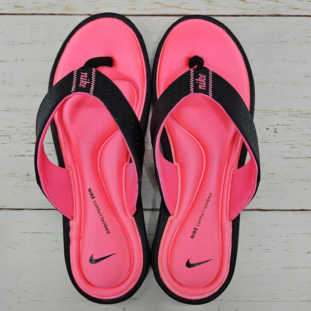 Nike Comfort Footbed Womens Size 10 Black Pink Thong Flip Flops Sandals - Picture 6 of 10